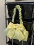 Bow Decor Chain Ruched Bag