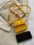 Mini Neon-yellow Crocodile Embossed Flap Square Bag