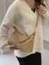 Litchi Embossed Chain Decor Hobo Bag