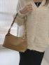 Litchi Embossed Chain Decor Hobo Bag