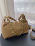 Litchi Embossed Chain Decor Hobo Bag