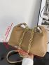 Litchi Embossed Chain Decor Hobo Bag