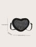 Mini Rhinestone Decor Heart Design Novelty Bag