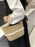 Mini Lace Trim Straw Bag