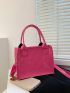 Mini Neon Pink Geometric Stitch Square Bag