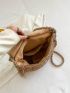 Tassel Decor Flap Straw Bag