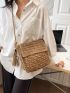 Tassel Decor Flap Straw Bag