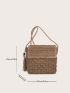 Tassel Decor Flap Straw Bag