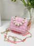 Mini Faux Pearl Decor Square Bag