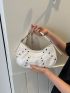 Crocodile Embossed Studded Decor Hobo Bag