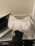 Crocodile Embossed Studded Decor Hobo Bag