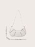 Crocodile Embossed Studded Decor Hobo Bag