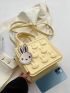 Mini Rabbit Embossed Square Bag With Bag Charm