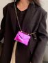 Mini Neon Pink Chain Flap Square Bag