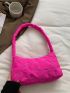 Neon Pink Floral Embroidered Hobo Bag