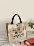 Letter Graphic Tassel Decor Shopper Bag