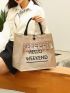 Letter Graphic Tassel Decor Shopper Bag