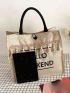 Letter Graphic Tassel Decor Shopper Bag