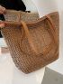 Minimalist Straw Bag Large Capacity Shoulder Tote Bag for Vacation