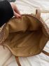 Minimalist Straw Bag Large Capacity Shoulder Tote Bag for Vacation