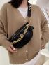 Mini Crocodile Embossed Chain Decor Fanny Pack