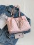 Heart Quilted Chain Decor Shoulder Tote Bag