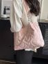 Heart Quilted Chain Decor Shoulder Tote Bag