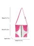 Colorblock Letter Patch Decor Square Bag