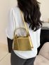 Mini Crocodile Embossed Square Bag Metallic Funky Top Handle For Party