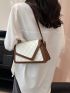 Quilted Contrast Binding Flap Square Bag