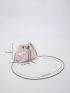 Mini Holographic Quilted Faux Pearl Decor Bucket Bag