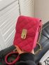 Mini Neon Pink Quilted Twist Lock Flap Chain Square Bag