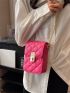 Mini Neon Pink Quilted Twist Lock Flap Chain Square Bag