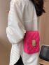 Mini Neon Pink Quilted Twist Lock Flap Chain Square Bag