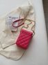 Mini Neon Pink Quilted Twist Lock Flap Chain Square Bag