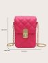 Mini Neon Pink Quilted Twist Lock Flap Chain Square Bag