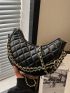 Quilted Pattern Chain Hobo Bag