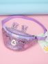 Allover Sequin Decor Cartoon Design Fanny Pack