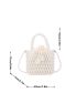 Mini Faux Pearl Decor Drawstring Design Satchel Bag