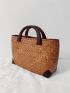 Handmade Straw Bag Retro Rattan Straw Woven Handy Beach Bag Simple Art Weaving Bag