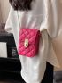 Mini Neon Pink Quilted Twist Lock Flap Chain Square Bag