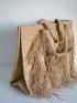 Large Capacity Fringe Straw Bag Women Shoulder Bag Woven Women Handbag Bohemia Beach Bag