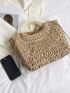 Minimalist Drawstring Design Straw Bag