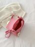 Litchi Embossed Flap Square Bag With Bag Charm