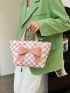 Checkered Pattern Bow Decor Shopper Bag