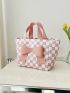 Checkered Pattern Bow Decor Shopper Bag