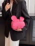 Mini Neon Pink Rabbit Ear Decor Chain Novelty Bag