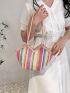 Colorblock Straw Bag