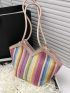 Colorblock Straw Bag