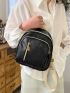 Black Minimalist Classic Backpack Small Fashion Backpack For School